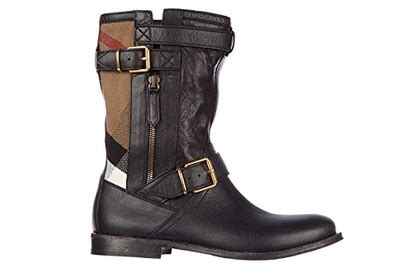 burberry heck detail belted leather boots|Burberry Check Detail Belted Leather Boots In Black .